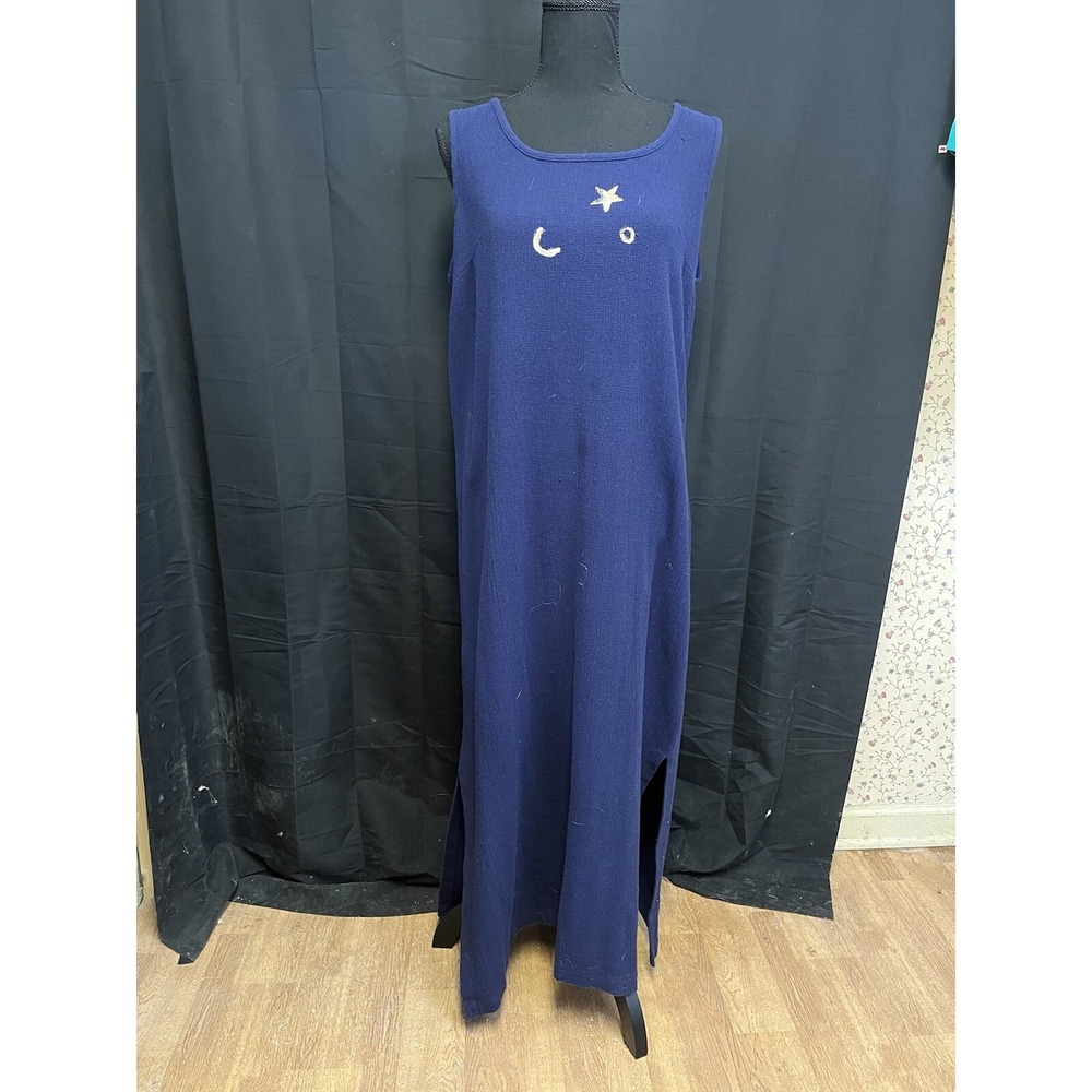 ON THE ROCKS‎ Womens XL Navy Blue 2pc Dress & Jacket Star Moon Embroidery Y2K